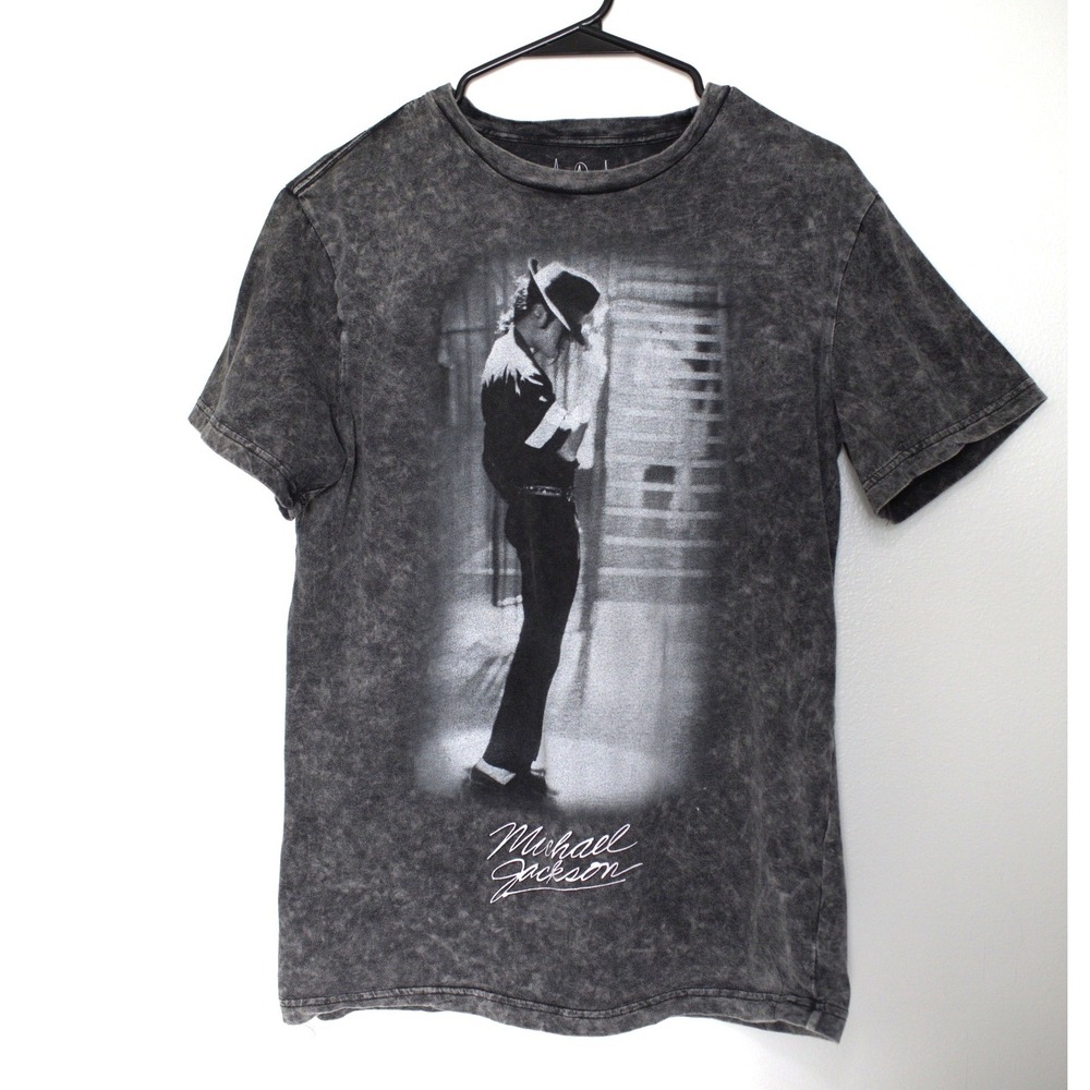 Michael Jackson Acid Wash Graphic Tee Gray King of Pop Music T-Shirt Medium